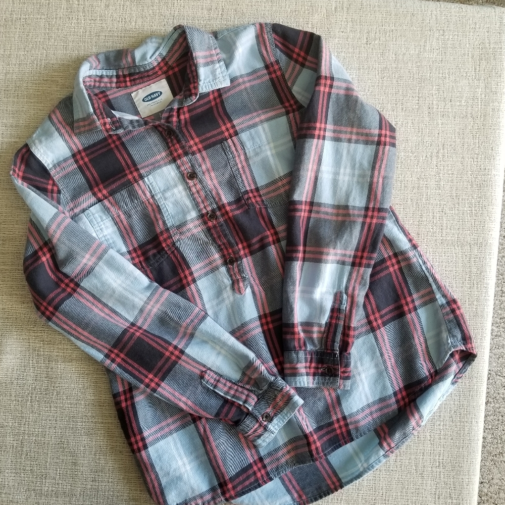 Old Navy Half Button Down Flannel Shirt Size Small